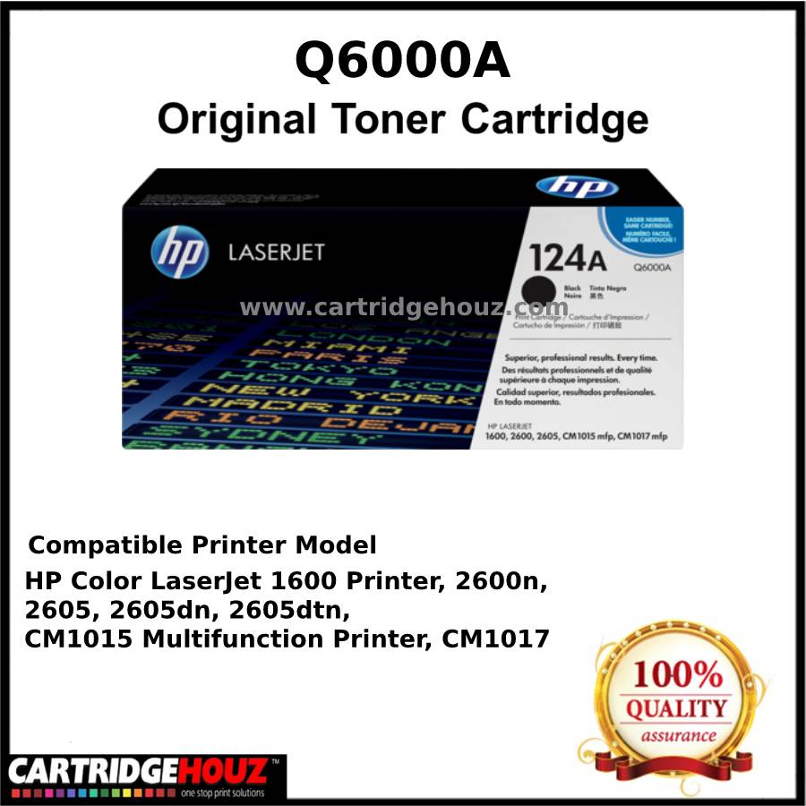 [ GENUINE ] ORIGINAL HP Q6000A (124A) (Black) (2.5K pgs) Toner For HP Color LaserJet 1600/2600