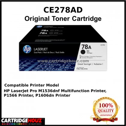 [GENUINE] HP CE278AD (78A) / 278AD (78) / CE278 (2pcs) ORIGINAL Toner FOR HP LJ P1560/ P1566 